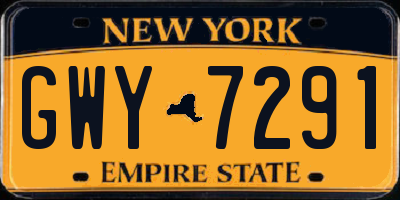 NY license plate GWY7291