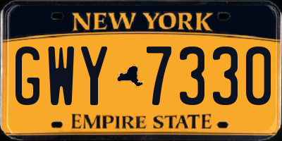 NY license plate GWY7330