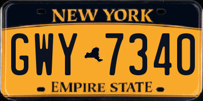 NY license plate GWY7340
