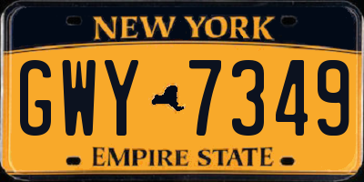 NY license plate GWY7349