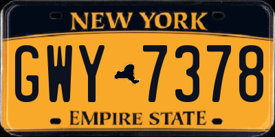 NY license plate GWY7378