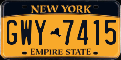 NY license plate GWY7415