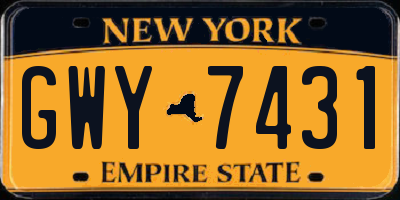 NY license plate GWY7431