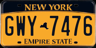 NY license plate GWY7476