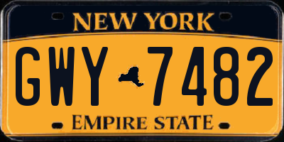 NY license plate GWY7482
