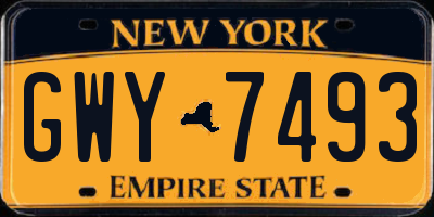 NY license plate GWY7493