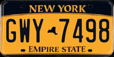 NY license plate GWY7498