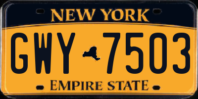 NY license plate GWY7503