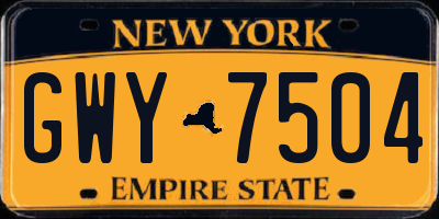 NY license plate GWY7504