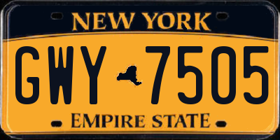 NY license plate GWY7505