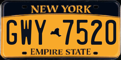 NY license plate GWY7520