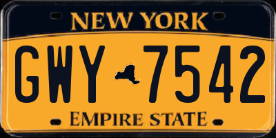 NY license plate GWY7542