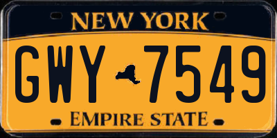 NY license plate GWY7549