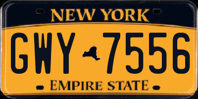 NY license plate GWY7556