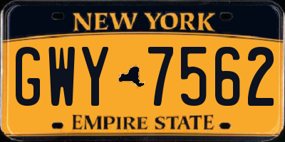 NY license plate GWY7562