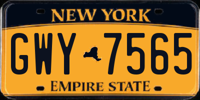NY license plate GWY7565