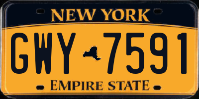 NY license plate GWY7591