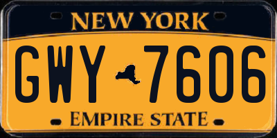 NY license plate GWY7606