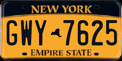 NY license plate GWY7625