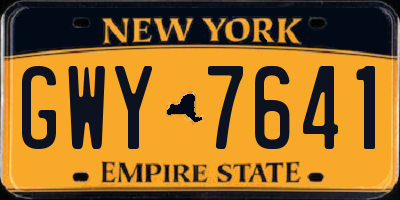 NY license plate GWY7641