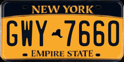 NY license plate GWY7660