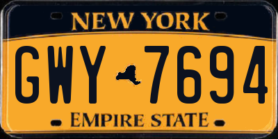 NY license plate GWY7694