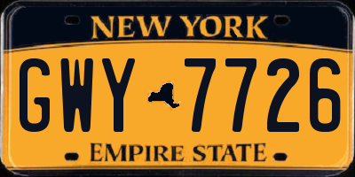 NY license plate GWY7726