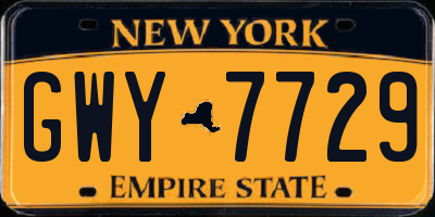 NY license plate GWY7729