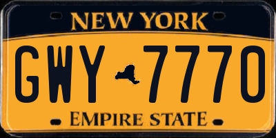 NY license plate GWY7770