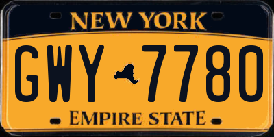 NY license plate GWY7780