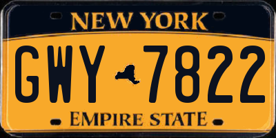 NY license plate GWY7822