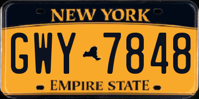 NY license plate GWY7848