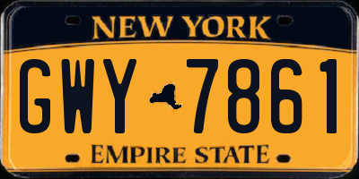 NY license plate GWY7861