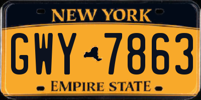 NY license plate GWY7863