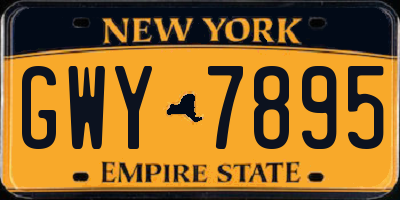 NY license plate GWY7895