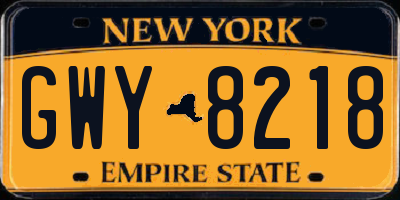 NY license plate GWY8218