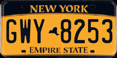 NY license plate GWY8253