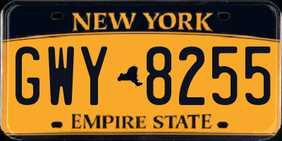 NY license plate GWY8255