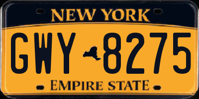 NY license plate GWY8275