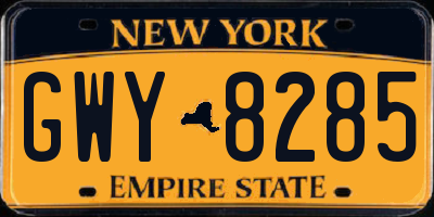 NY license plate GWY8285