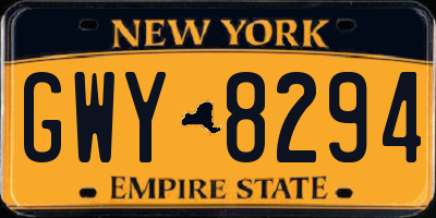 NY license plate GWY8294