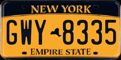 NY license plate GWY8335