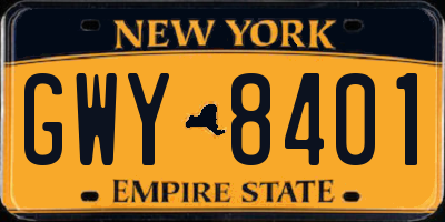NY license plate GWY8401