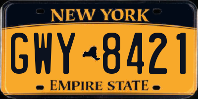 NY license plate GWY8421