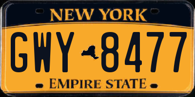 NY license plate GWY8477