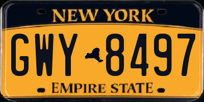 NY license plate GWY8497