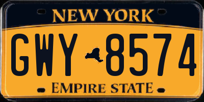 NY license plate GWY8574