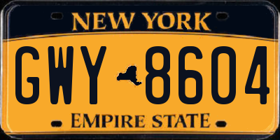 NY license plate GWY8604