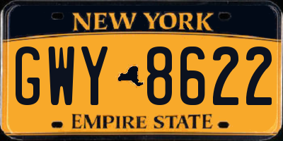 NY license plate GWY8622