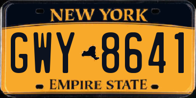 NY license plate GWY8641